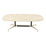 Eames Segmented Oval Dining Table in White Marble & Stainless Steel
