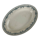Oval ironstone plate model "Laurels" by Moulins des Loups - Hamage, 1900