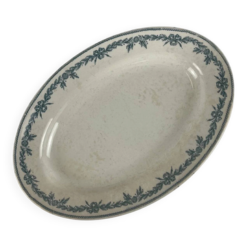 Oval ironstone plate model "Laurels" by Moulins des Loups - Hamage, 1900