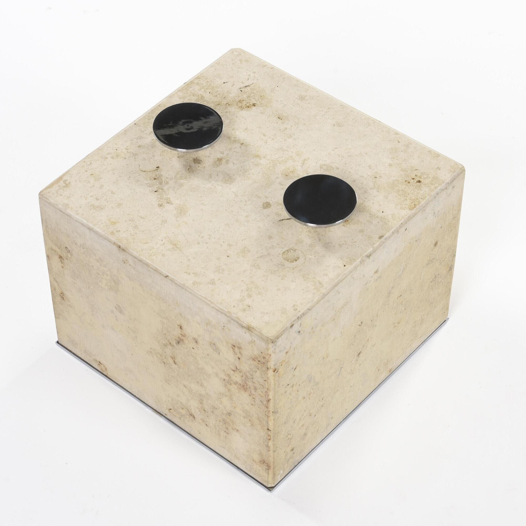 Sergio and Giorgio Saporiti, table with thick glass top, 1970