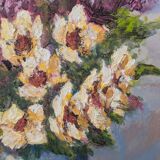 Bouquet of flowers, oil on cardboard