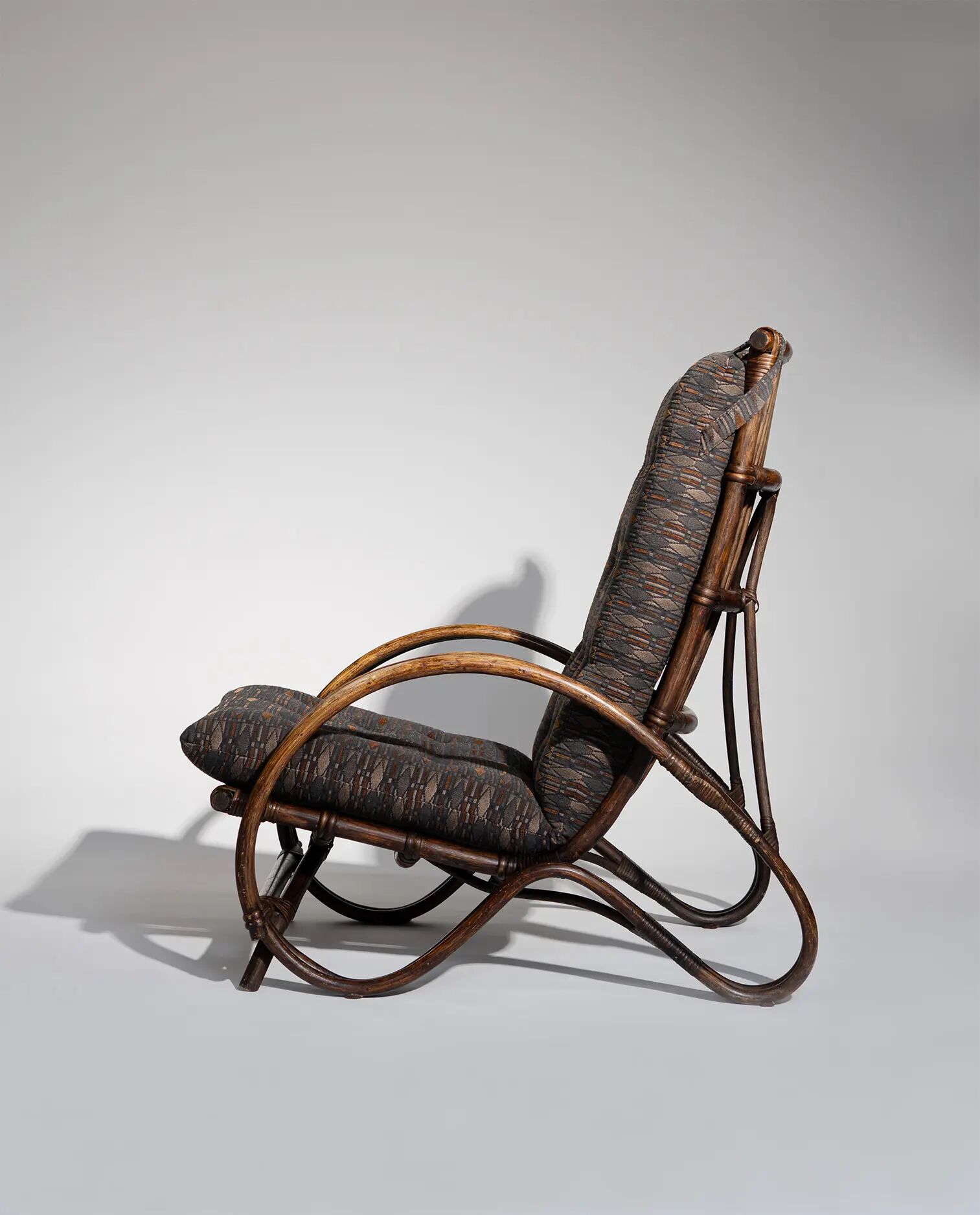 Pair of Sculptural Dutch Rattan Lounge Armchairs, Mid-Century Modern, 1960s