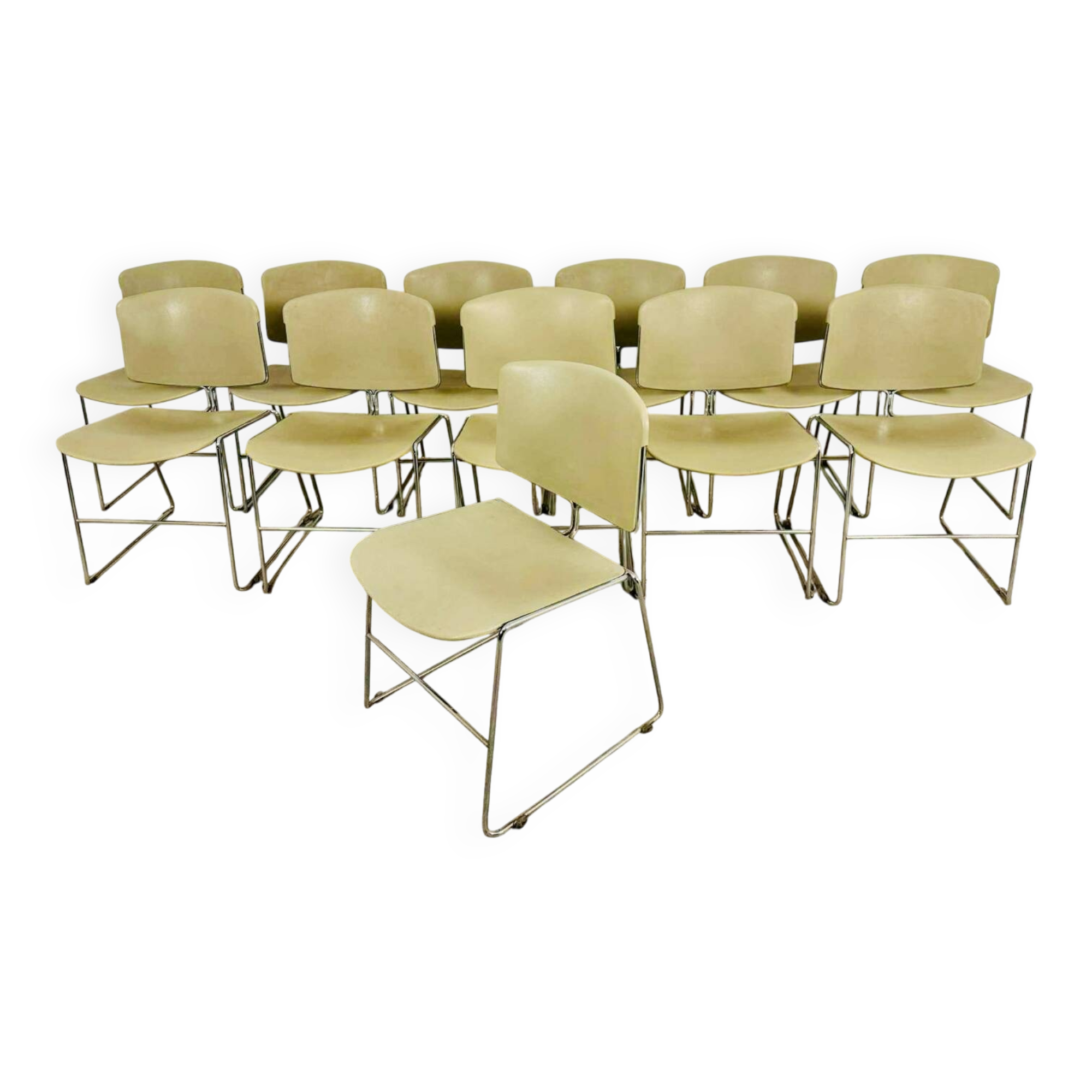 Set of 12 Max Stacker stackable chairs, 1970