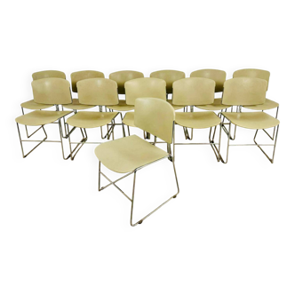 Set of 12 Max Stacker stackable chairs, 1970