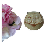 Vintage Japanese pottery owl sugar bowl 1970, zoomorphic owl sugar box