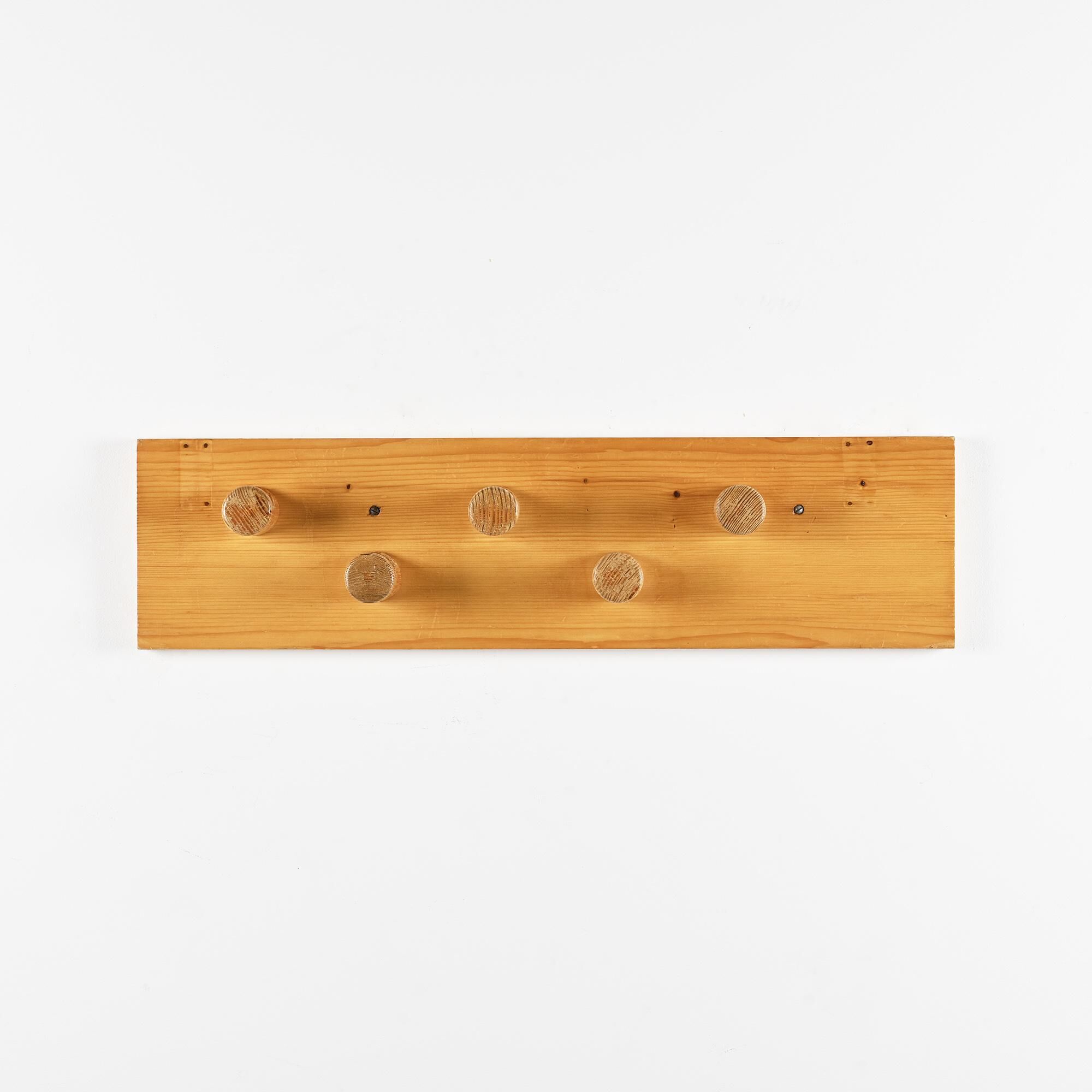 Wall-mounted coat rack with five hooks, Les Arcs 1800, France, circa 1970