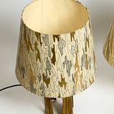 Pair of large extraordinary heavy Mid Century brass table lamps