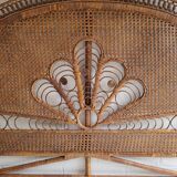 Peacock rattan headboard bed
