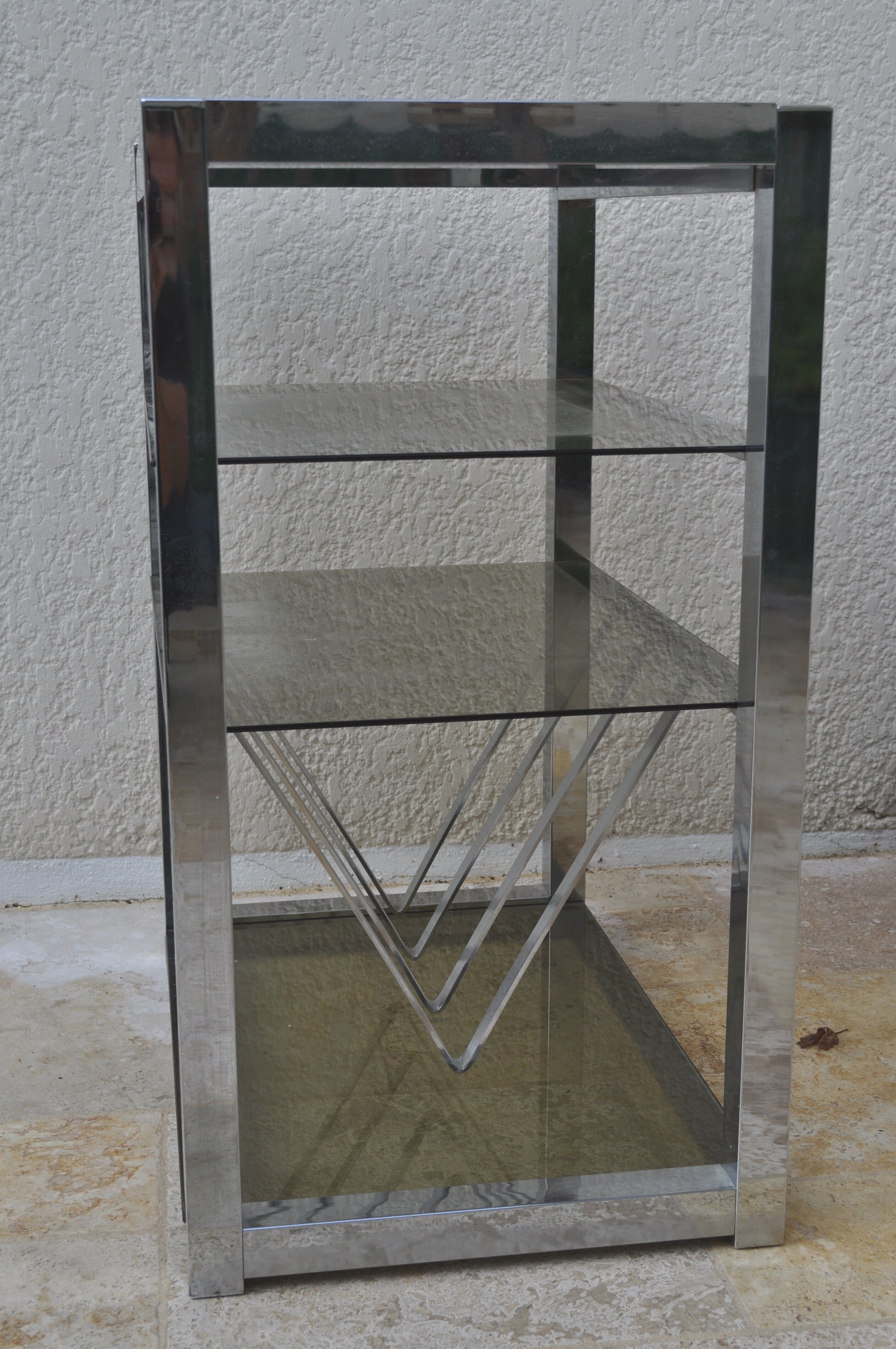 Hi-Fi seventies chrome furniture - smoked glass