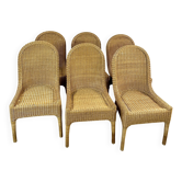 Vintage 1970s rattan chairs (set of 6) in blonde.
