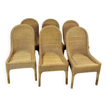 Vintage 1970s rattan chairs (set of 6) in blonde.