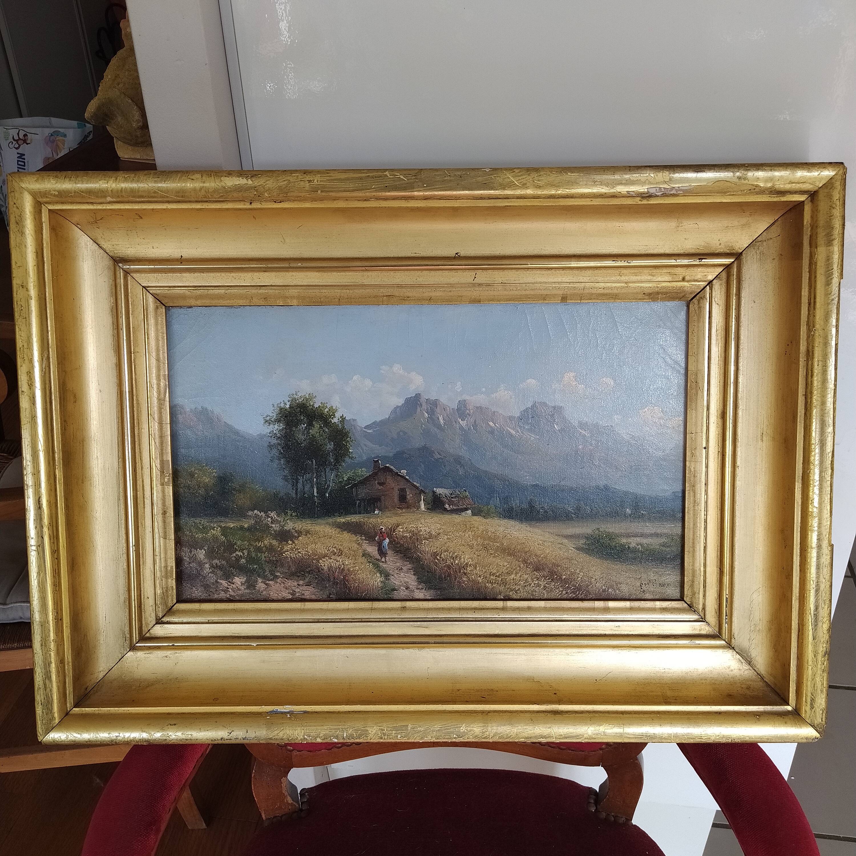 Oil on canvas signed Emile Gochaux Pyrenees, circa 1900