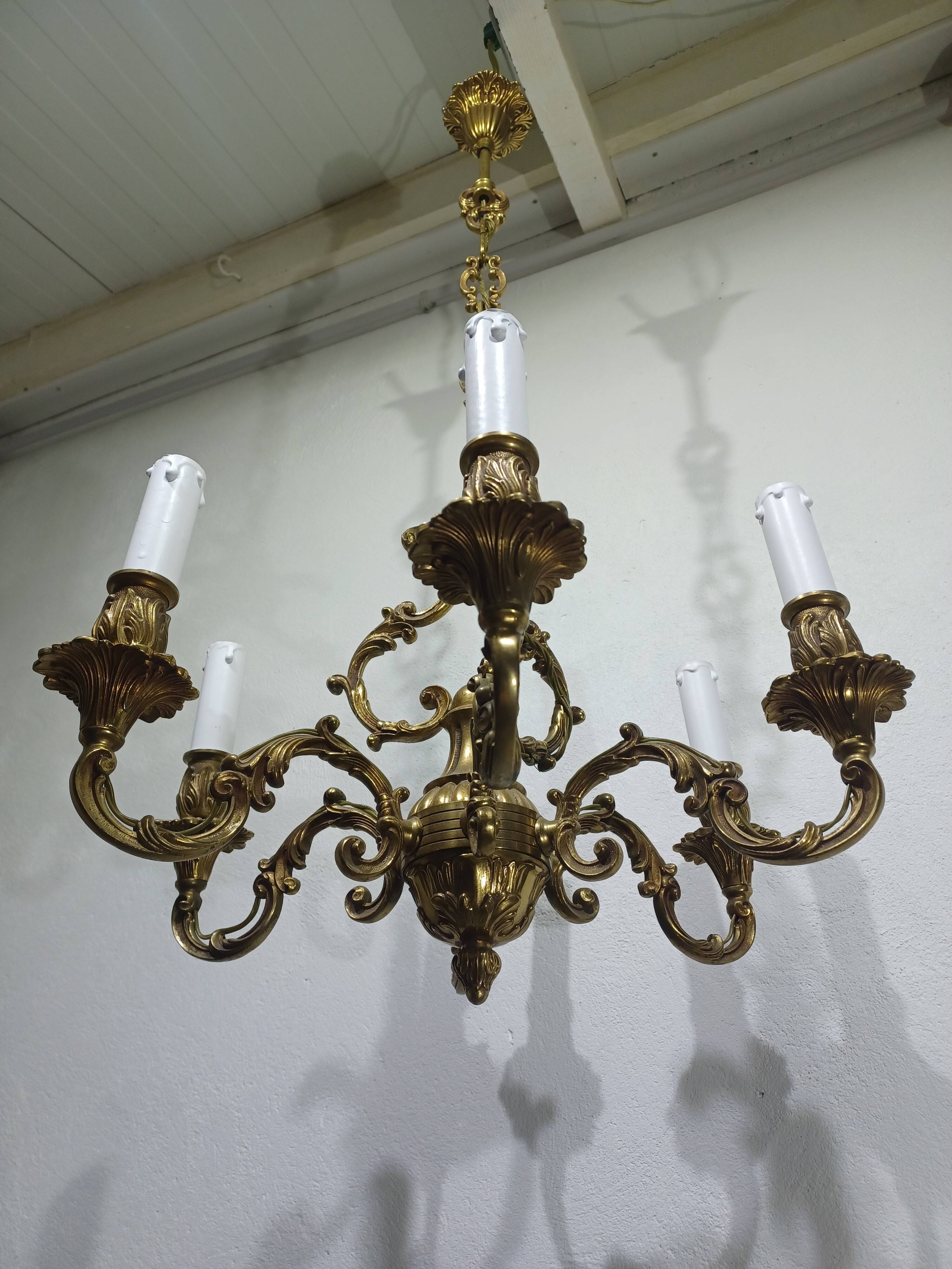 Lustre 6 lumières en bronze