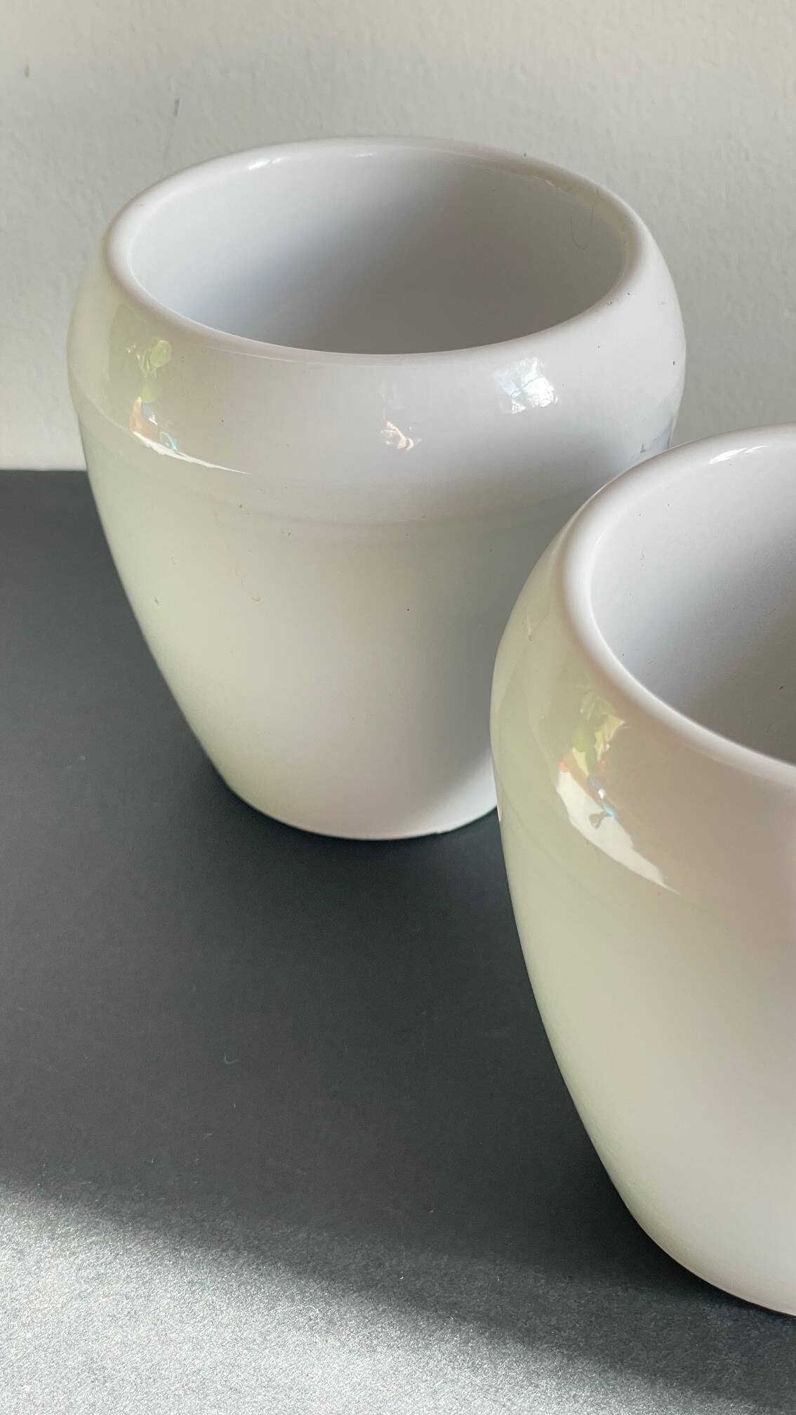 Pair of White Ceramic Candle Holders