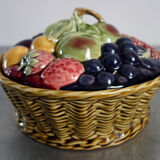 Old basket with lid fruits slurry Sarreguemines 40s