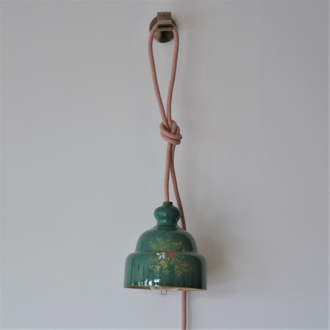 Green ceramic hanging lamp