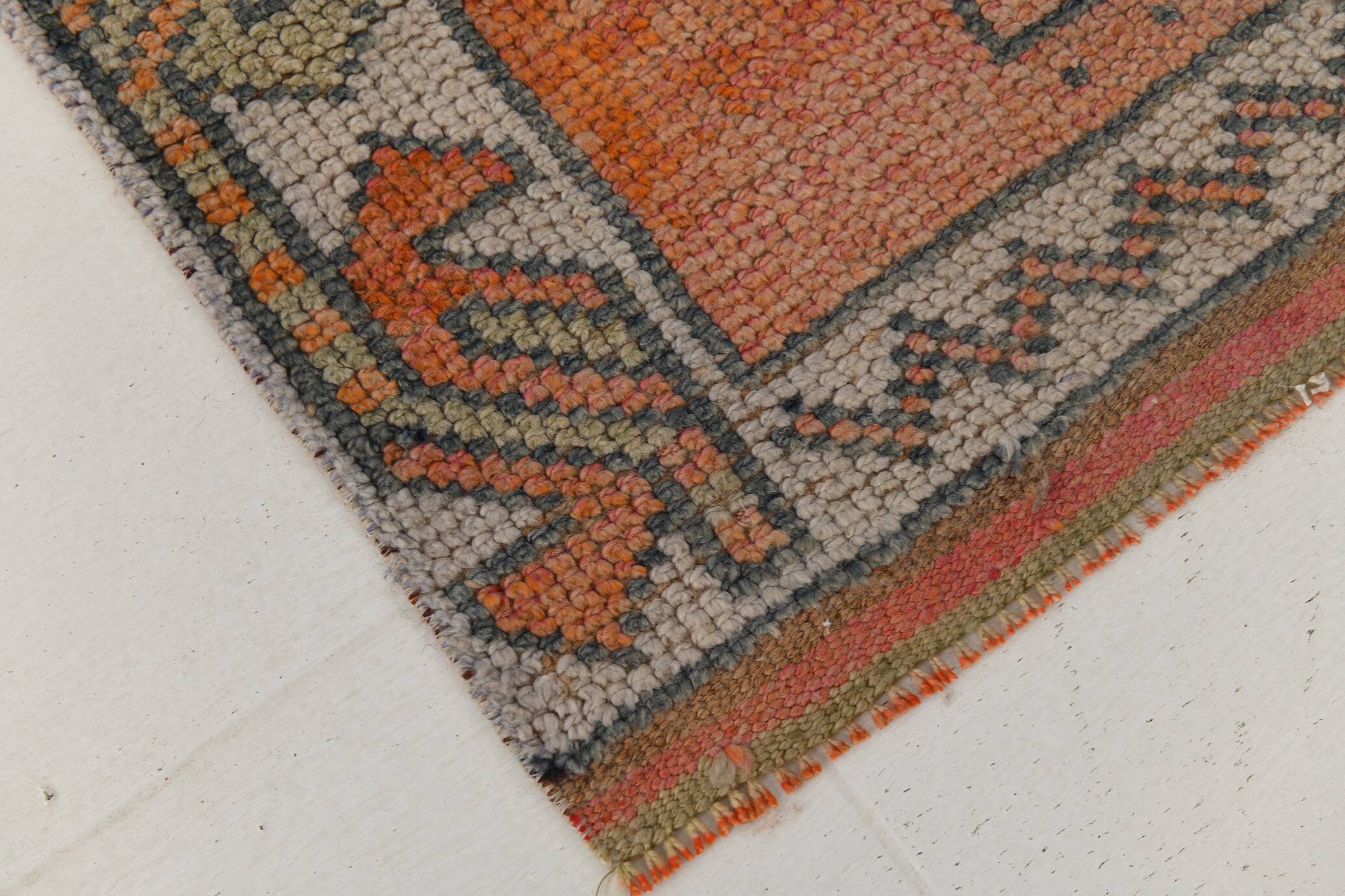 3x11 Terracotta Vintage Runner Rug For Kitchen, 88x344 Cm