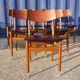 6 scandinavian chairs in wood and black leather