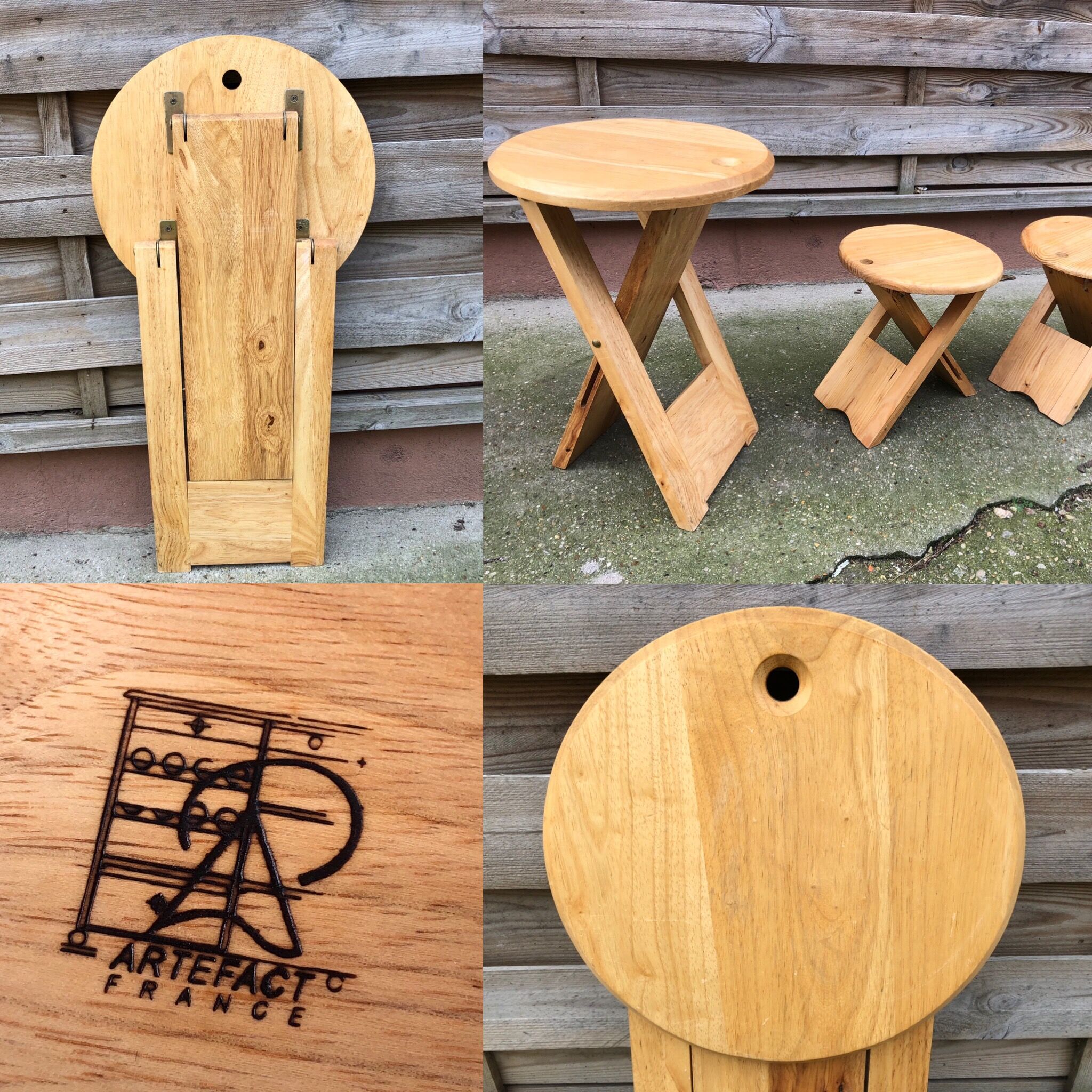 Stool folding design Suzy Adrian Reed edition artifact France vintage 80