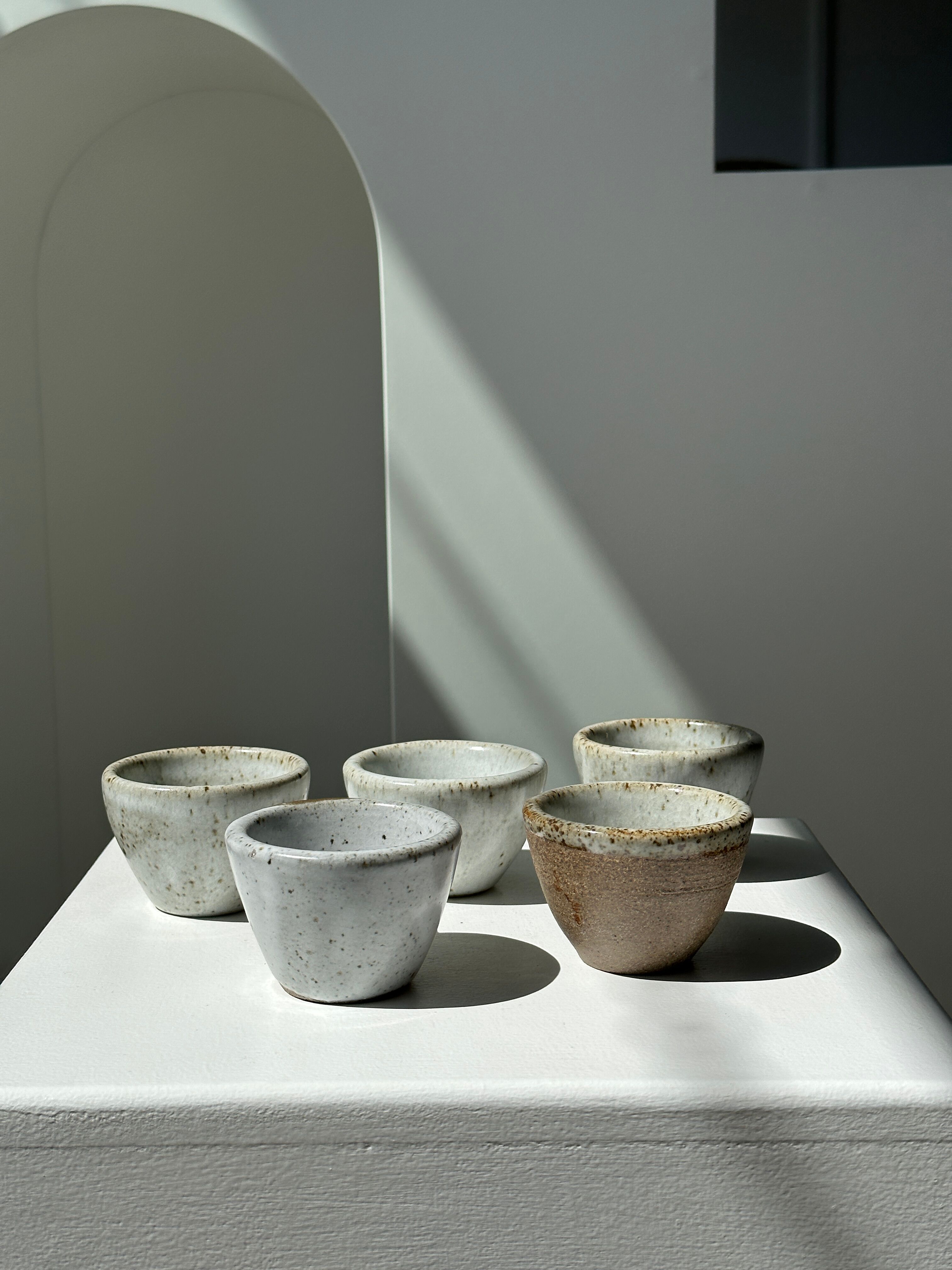 Set of 5 Indonesian ceramic handle coffee cups