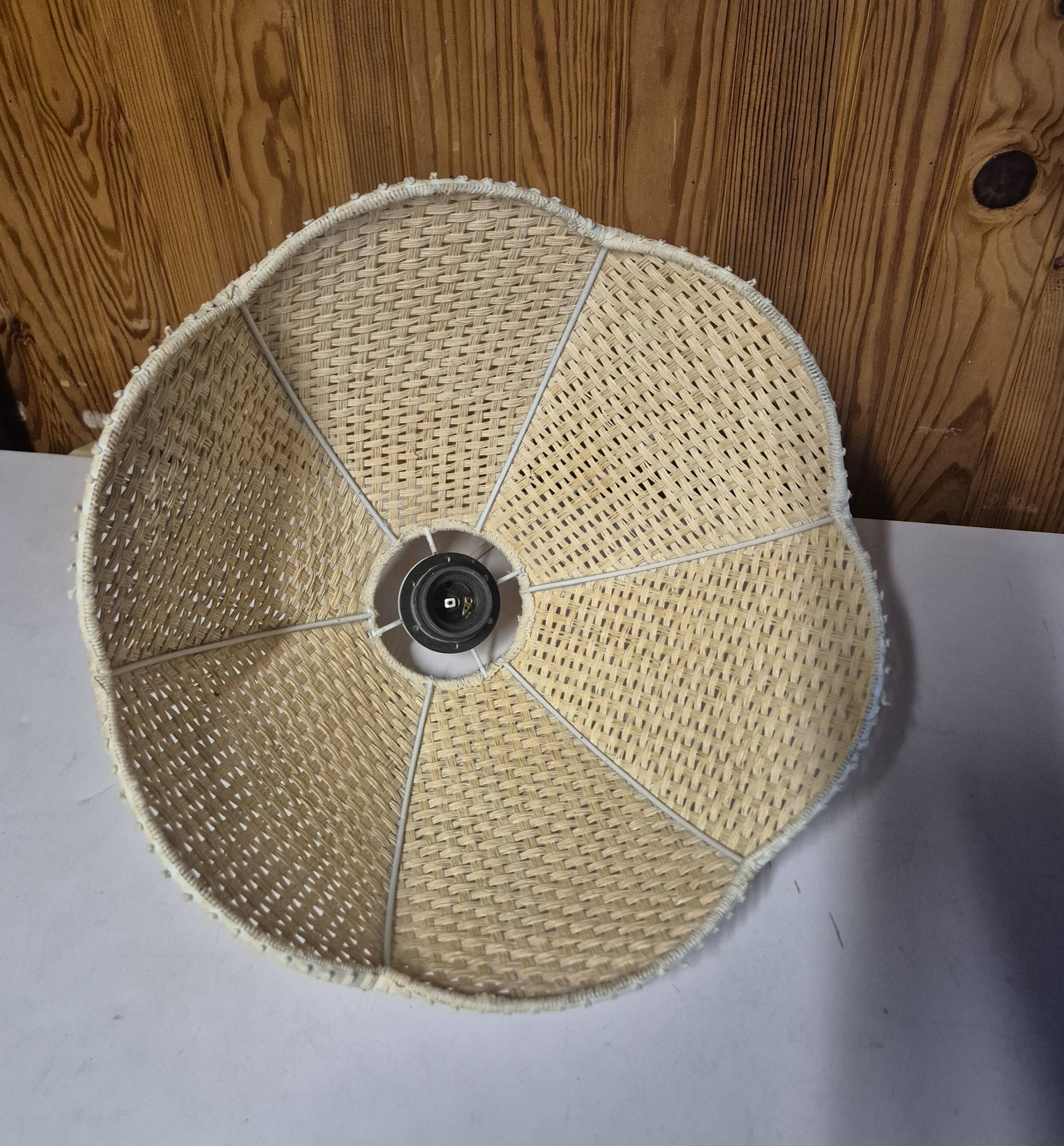 suspension bell cane and rattan natural bohemian lampshade