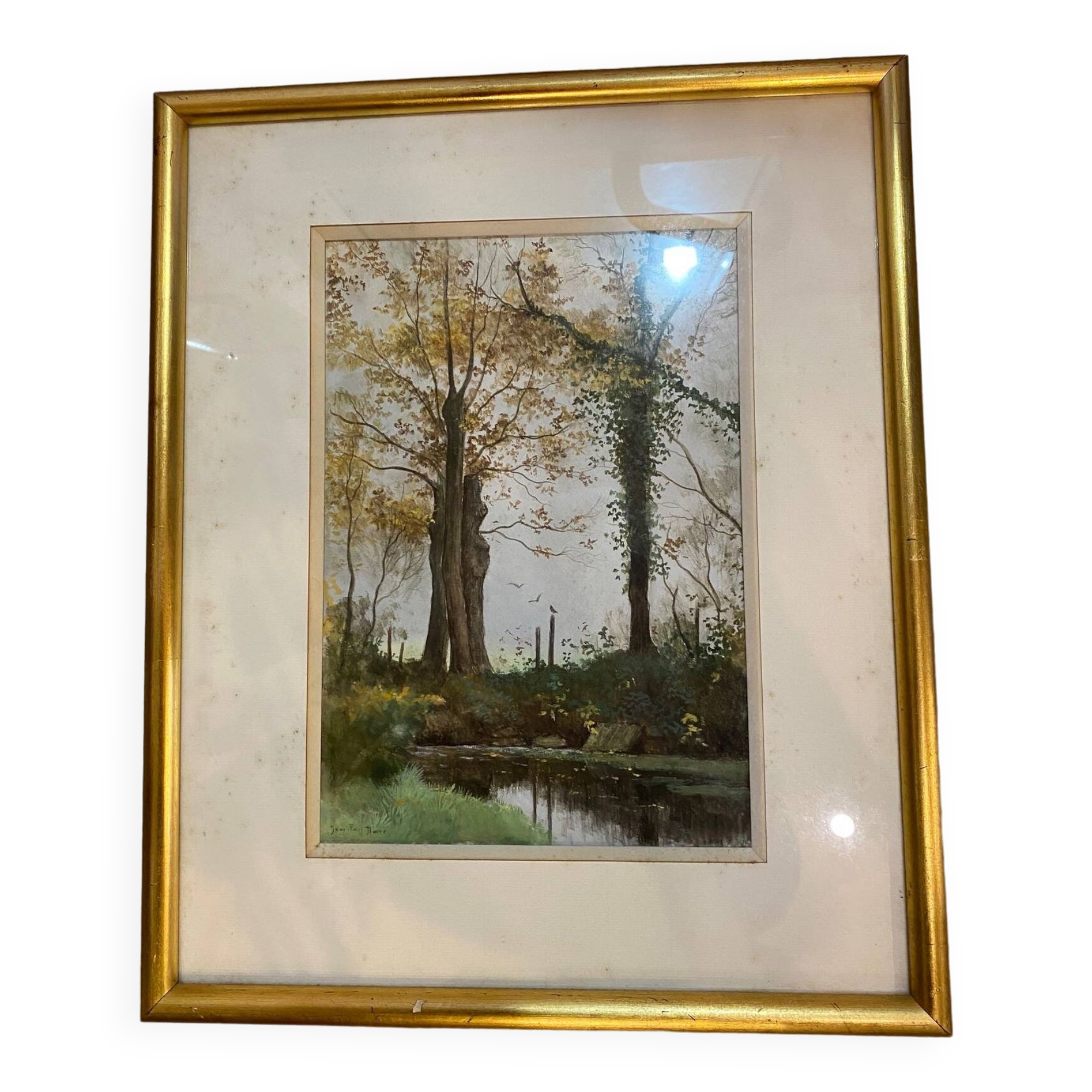 Painting on paper the underwood autumn fog signed jean paul barre