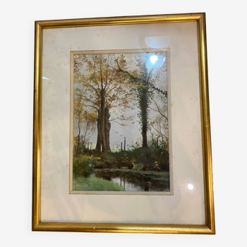 Painting on paper the underwood autumn fog signed jean paul barre