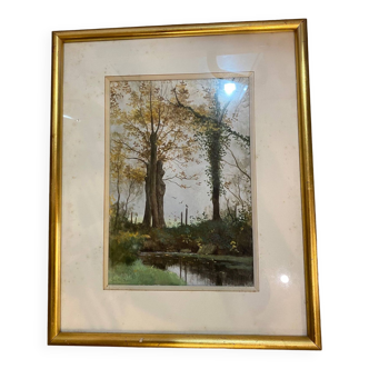 Painting on paper the underwood autumn fog signed jean paul barre