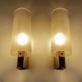 Paire Appliques Vintage Verre  Laiton