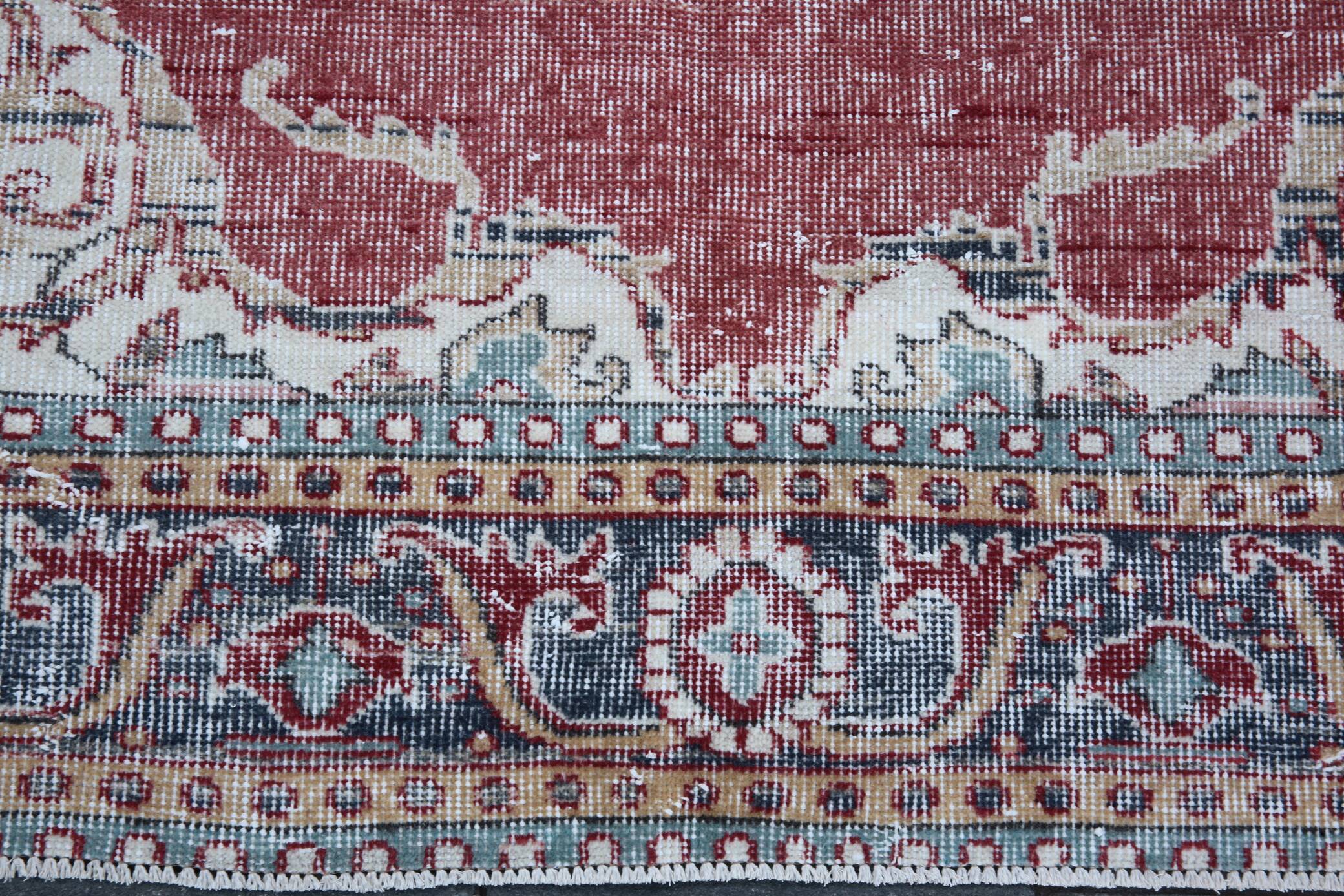 Vintage Persian Brick Red Rug, Hand Knotted Oriental Carpet, 209x325 Cm