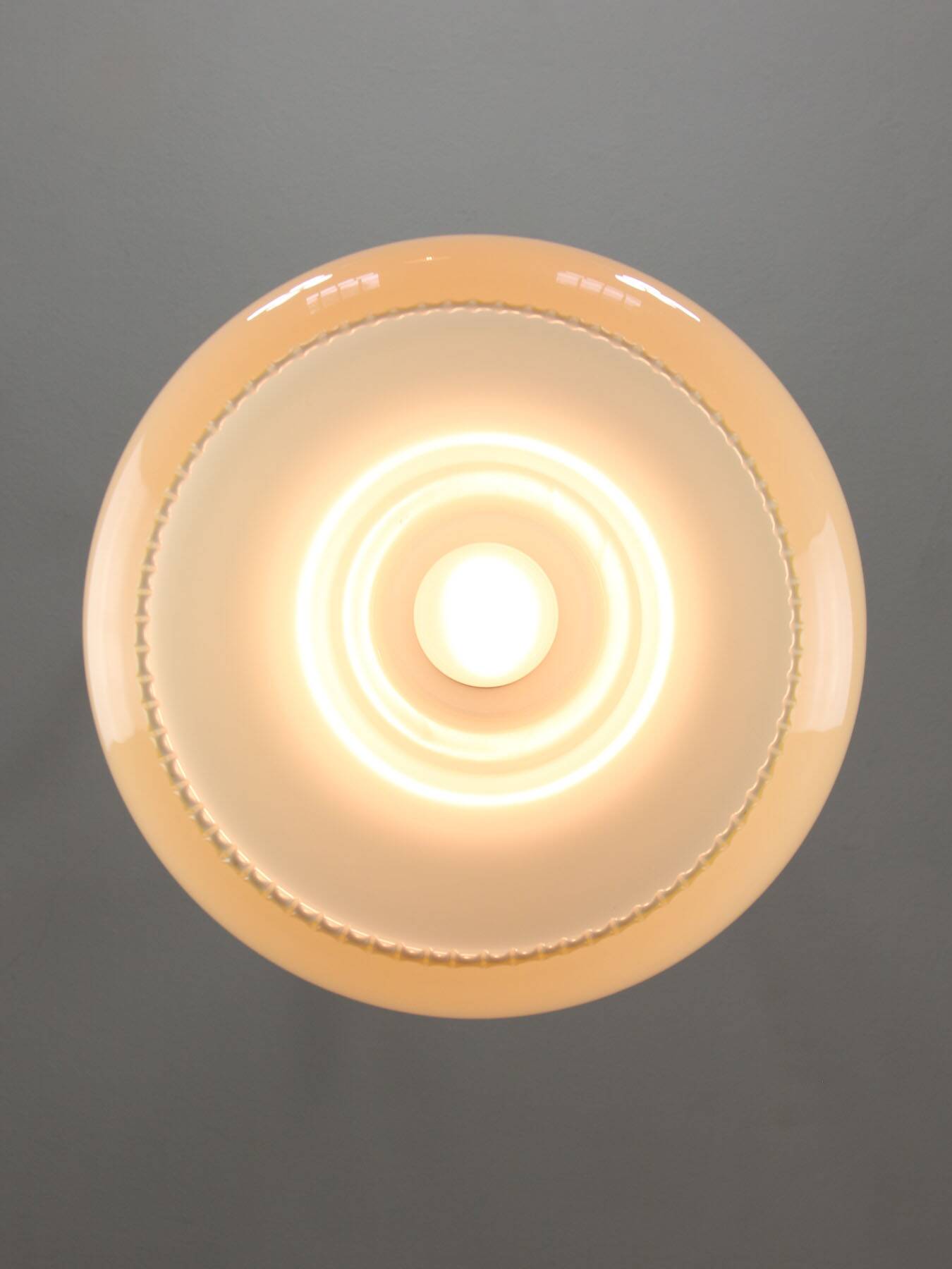 Mid-Century Italian Yellow Glass and Brass Pendant Lamp