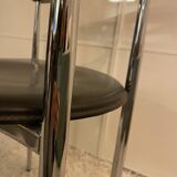 Set of 6 vintage arper chrome leather chairs