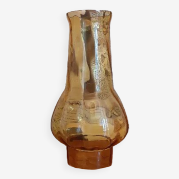 Français abat-jour de lanterne à huile en verre ambré vintage