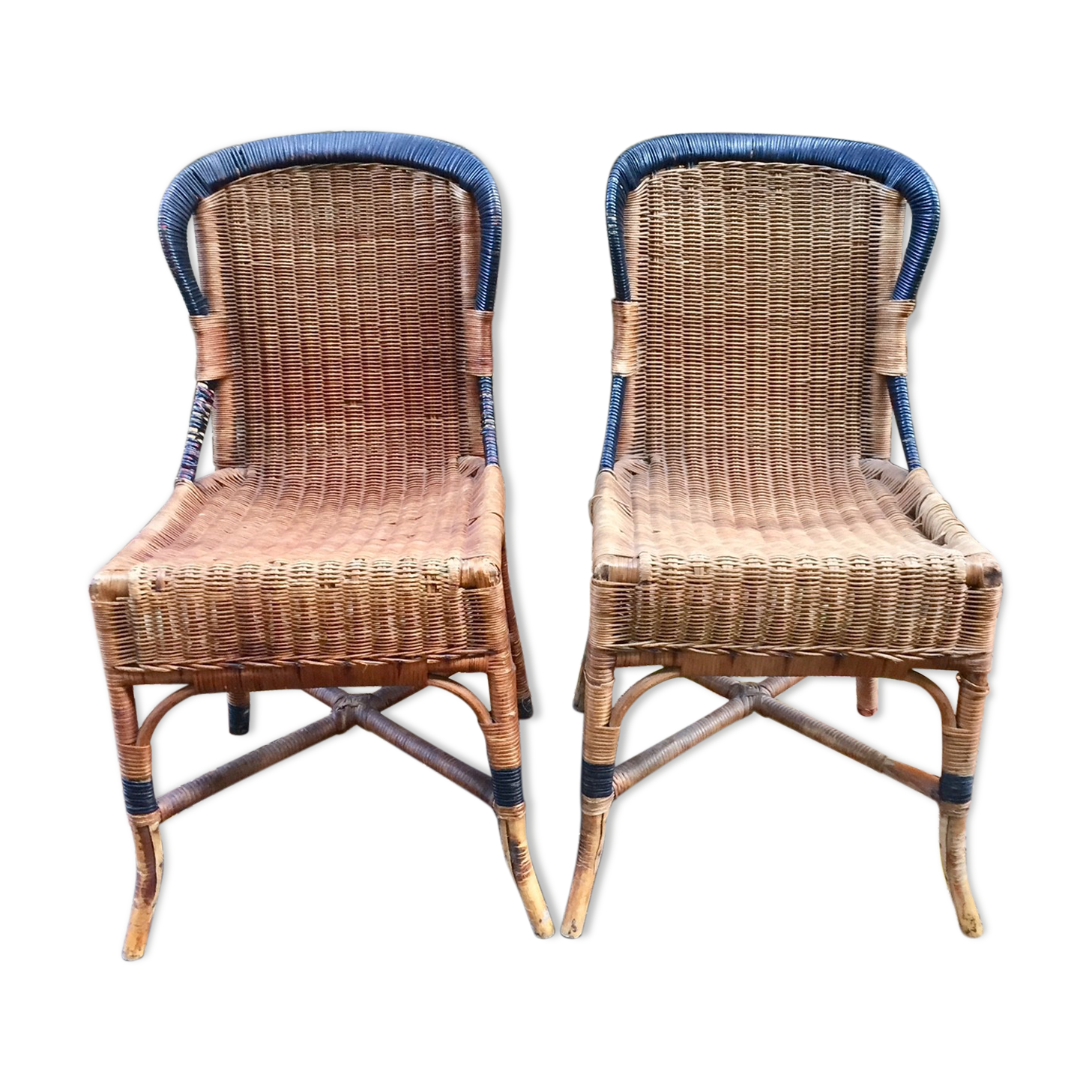 Paire de chaises en osier début XX eme siècle