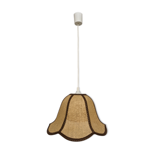 suspension fleur en rotin des années 60/70