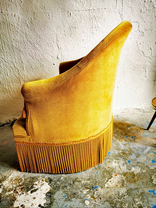 Golden fringed toad armchair