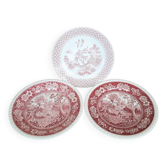 Assiettes plates rose anciennes