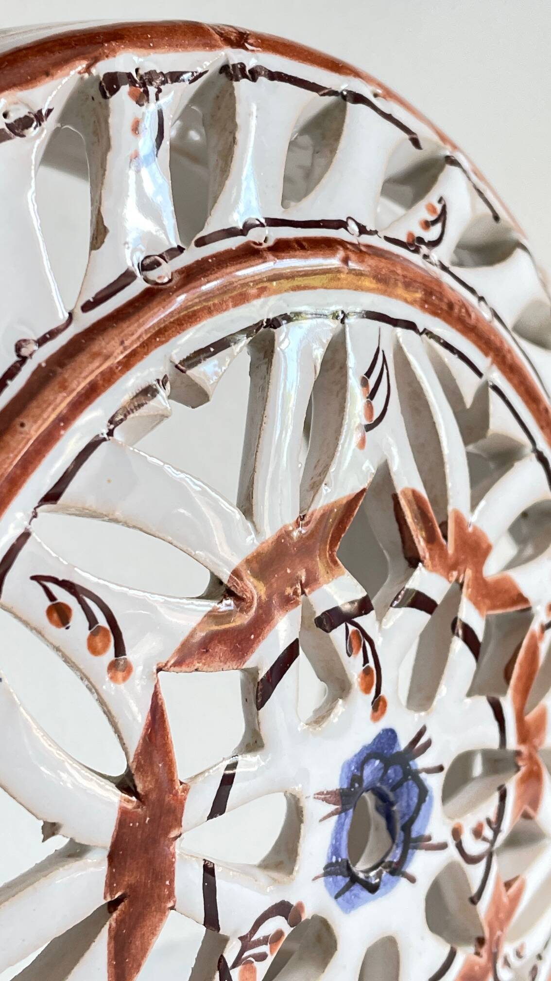 Handcrafted ceramic wall light blue centre