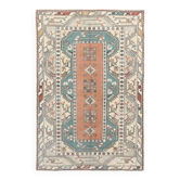 Tapis oushak vintage 5x8 nuances de cuivre vert, 146x227cm