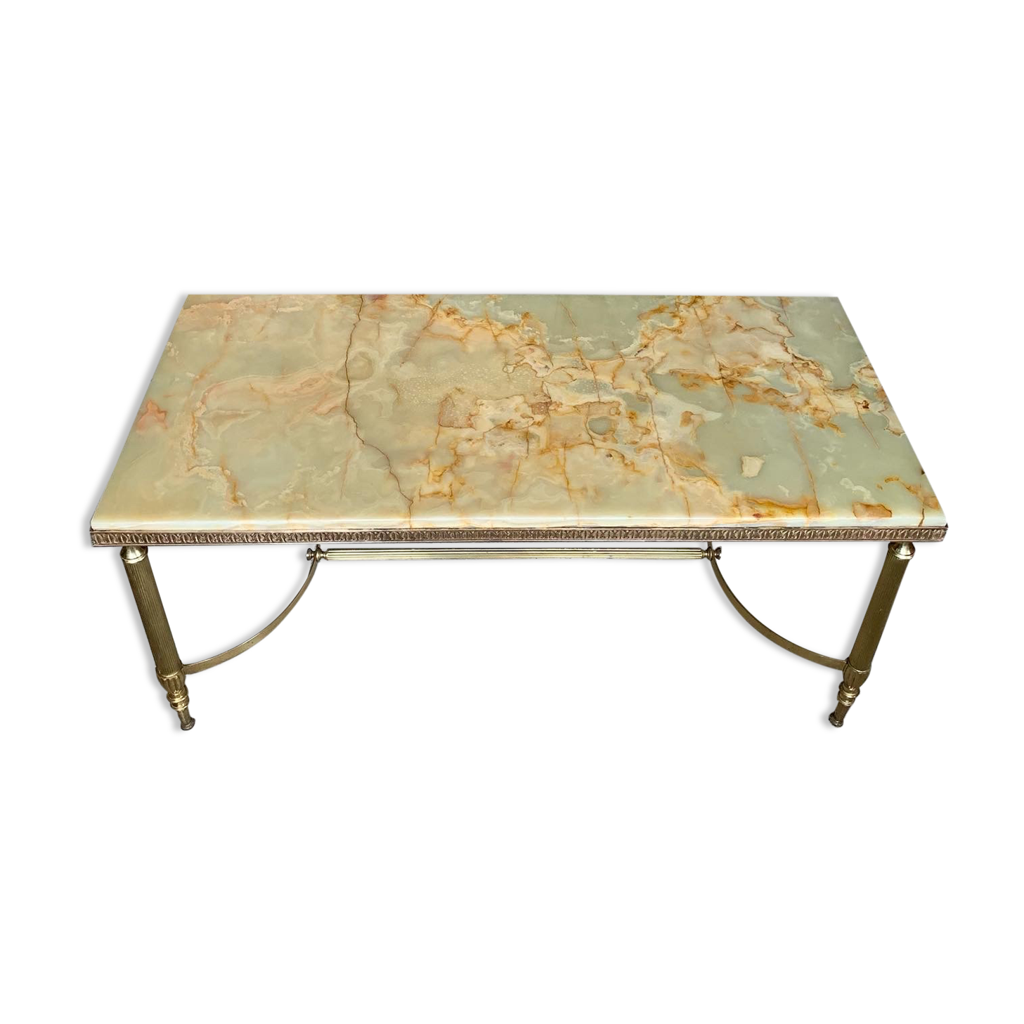 Coffee table 60' marble and brass
