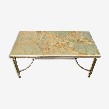 Coffee table 60' marble and brass