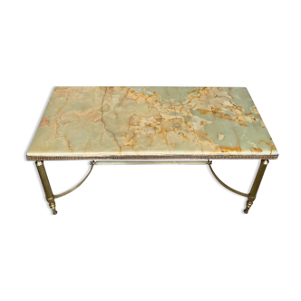 Coffee table 60' marble and brass
