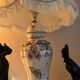Very large ceramic lamp from Gien with a beautiful lampshade.