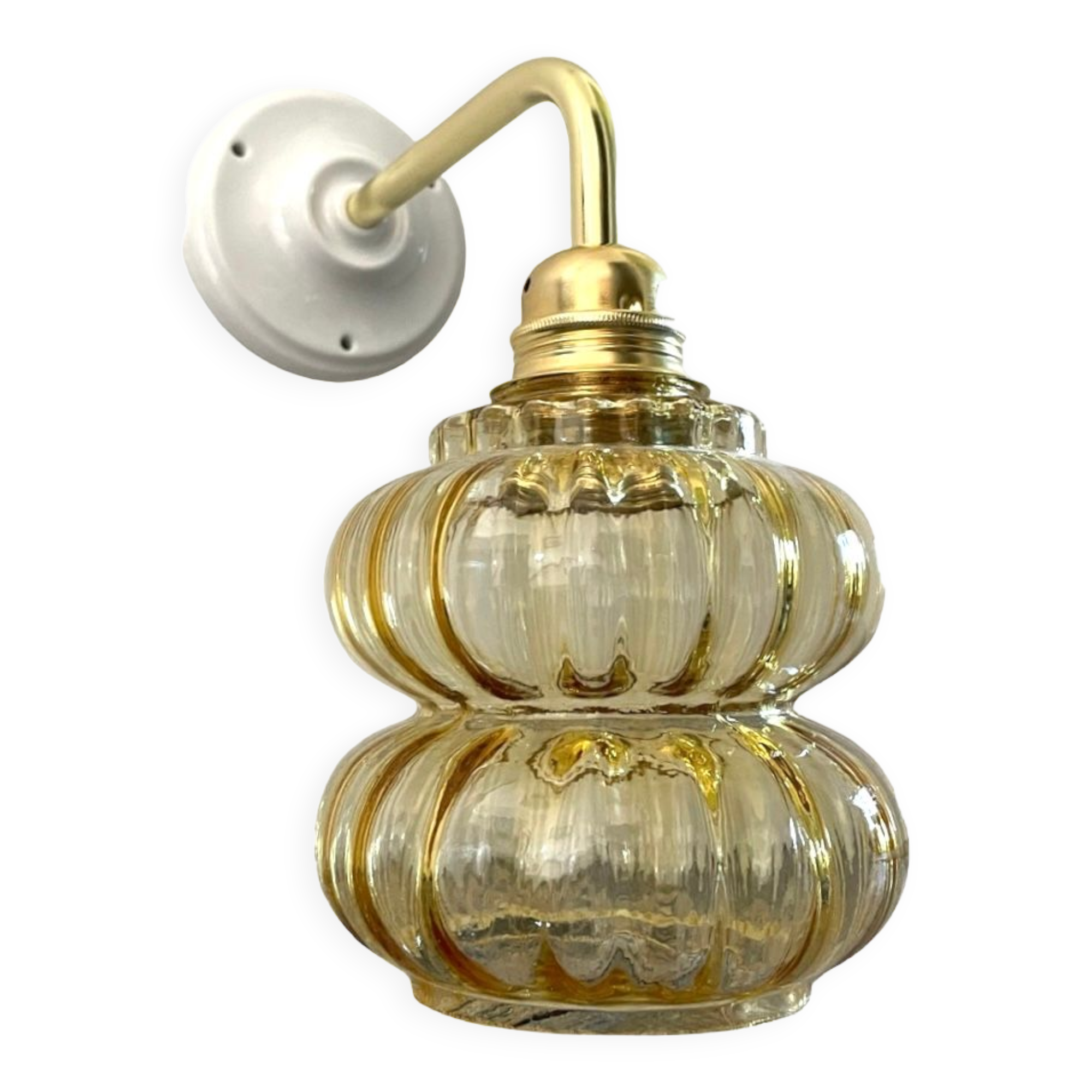 Vintage wall lamp in gilded chiseled glass