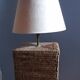 Braided rattan lamp foot, square, vintage 1970