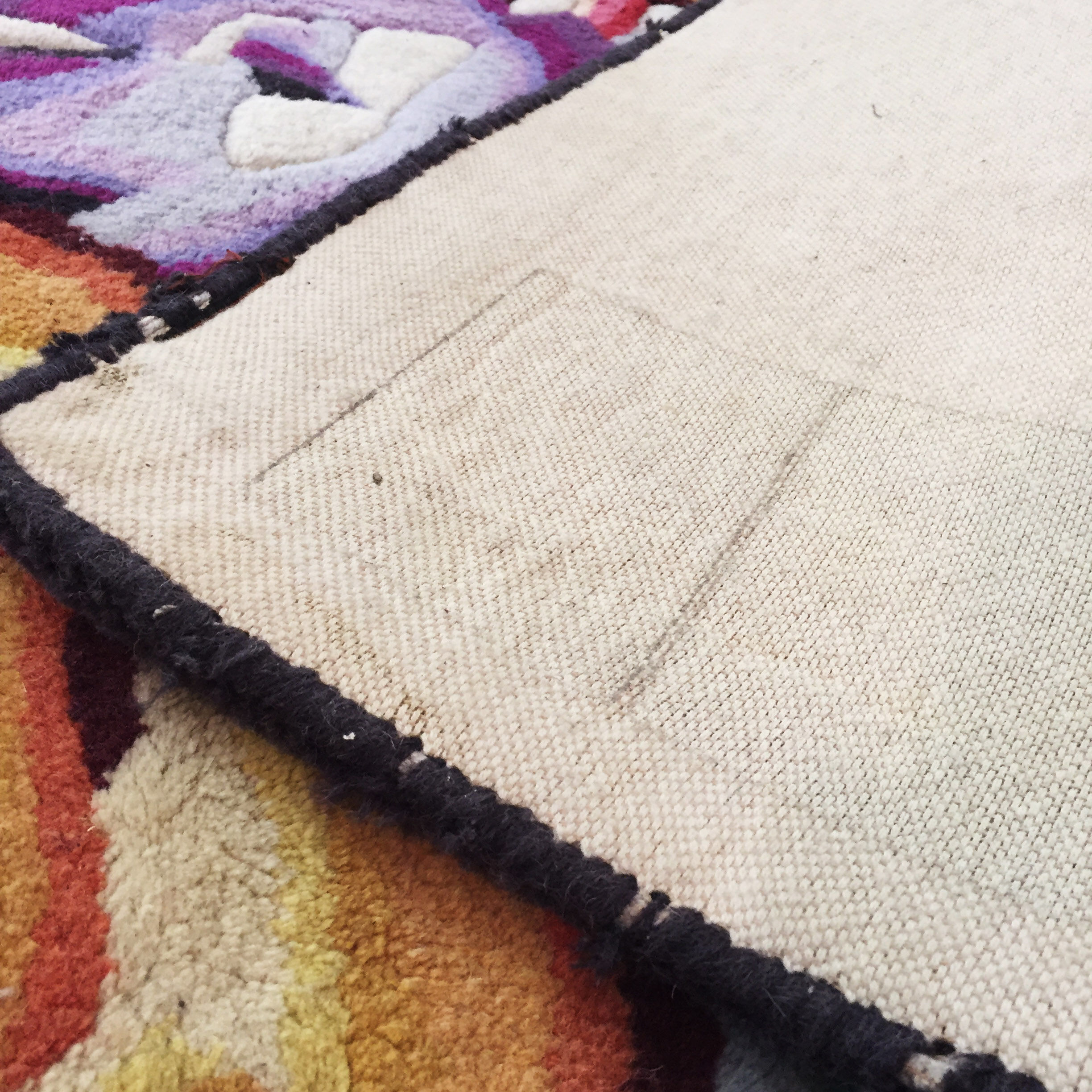 Vintage missoni square flowers rug carpet floor  130x130cm