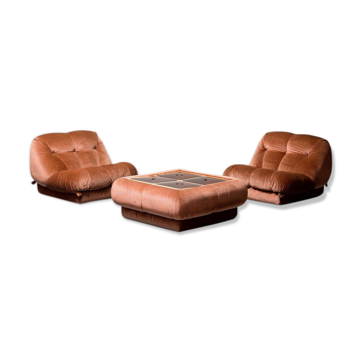 Pair of armchairs coffee and table Nuvolone by Maturi Rino for Mimo 70
