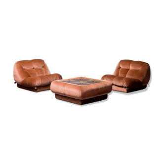 Pair of armchairs coffee and table Nuvolone by Maturi Rino for Mimo 70