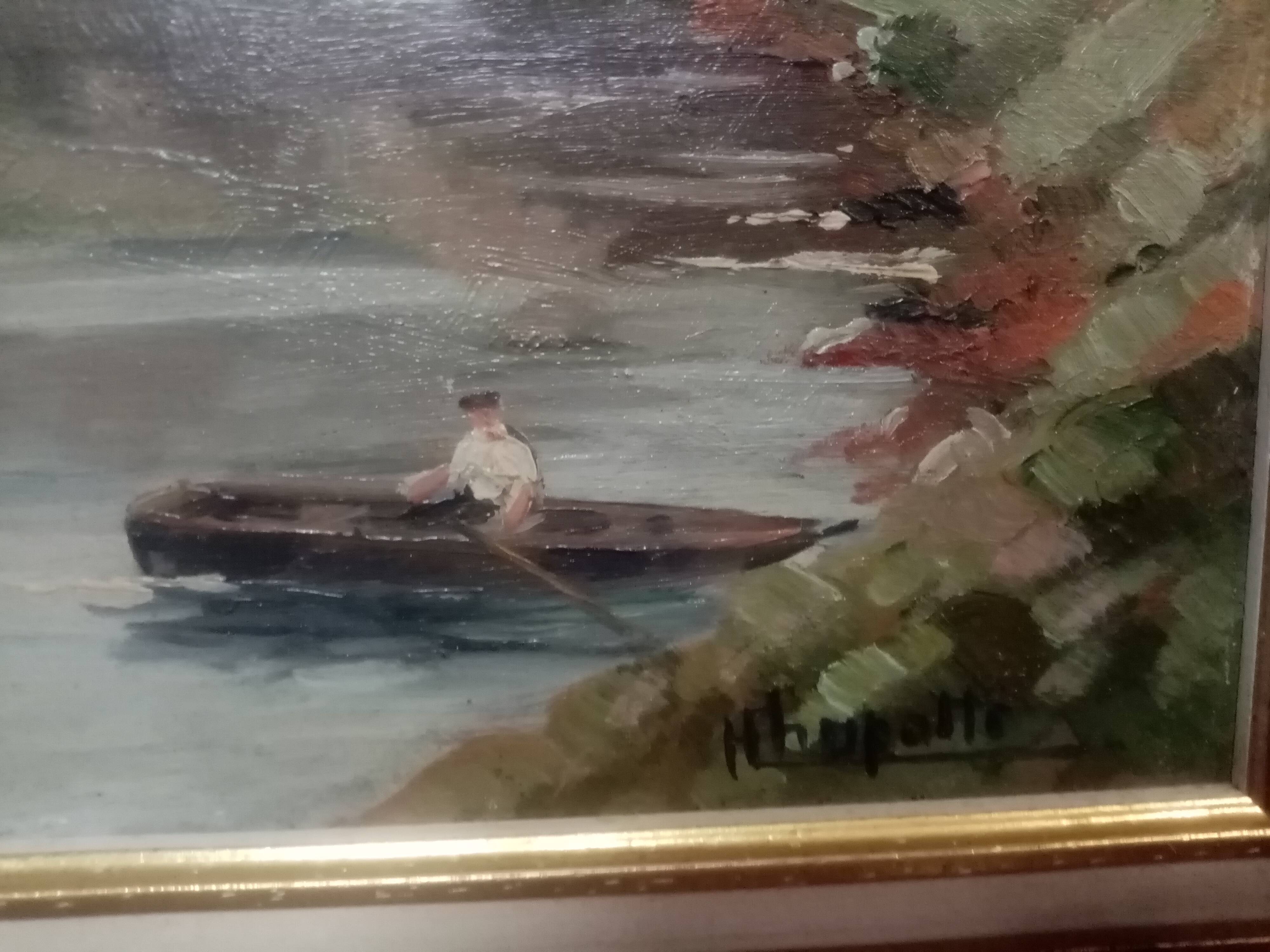 Old oil painting on cardboard citadel of besancon signed henri chapatte