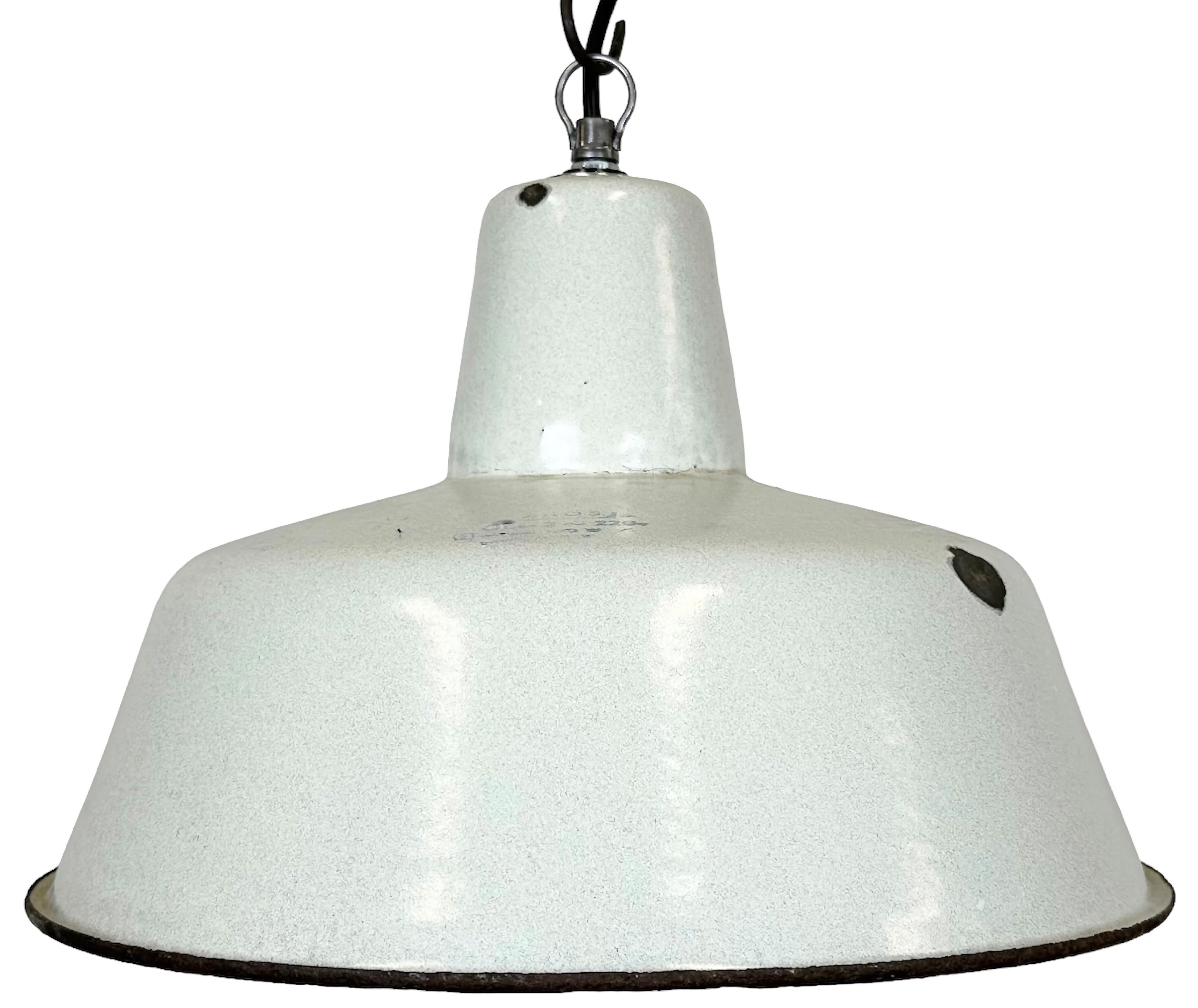 Industrial White Enamel Factory Pendant Lamp from Zaos, 1960s